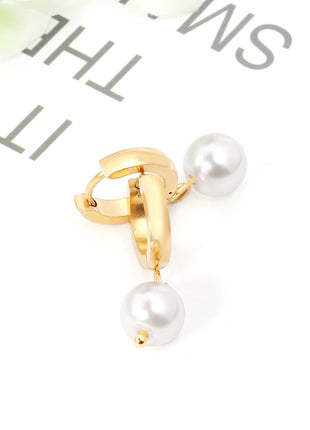 Pearl Drop Huggie Hoop Earrings By 2wist Designs