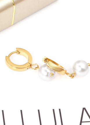 Pearl Drop Huggie Hoop Earrings By 2wist Designs