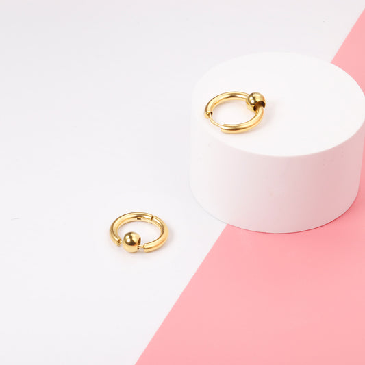 Huggie Earrings With Floating Bead