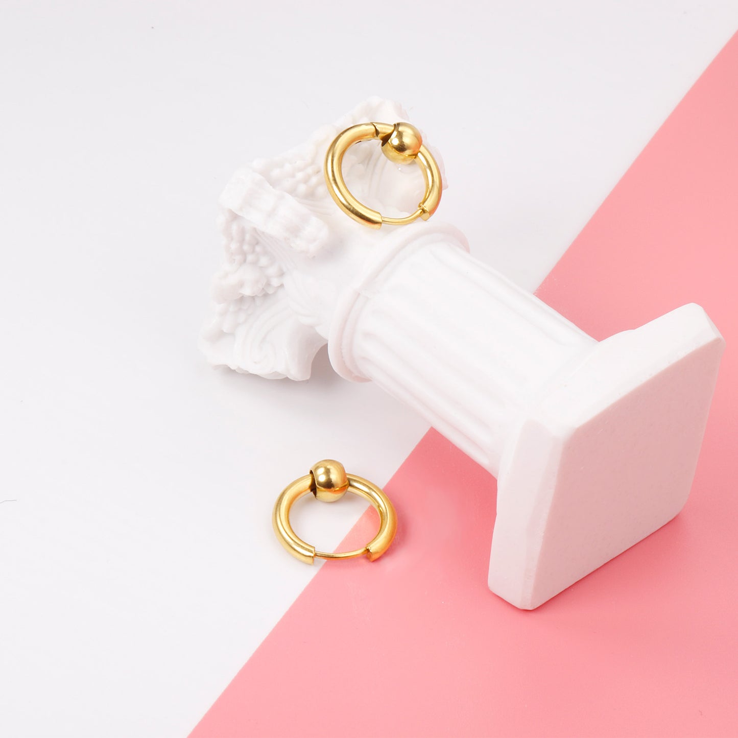 Huggie Earrings With Floating Bead