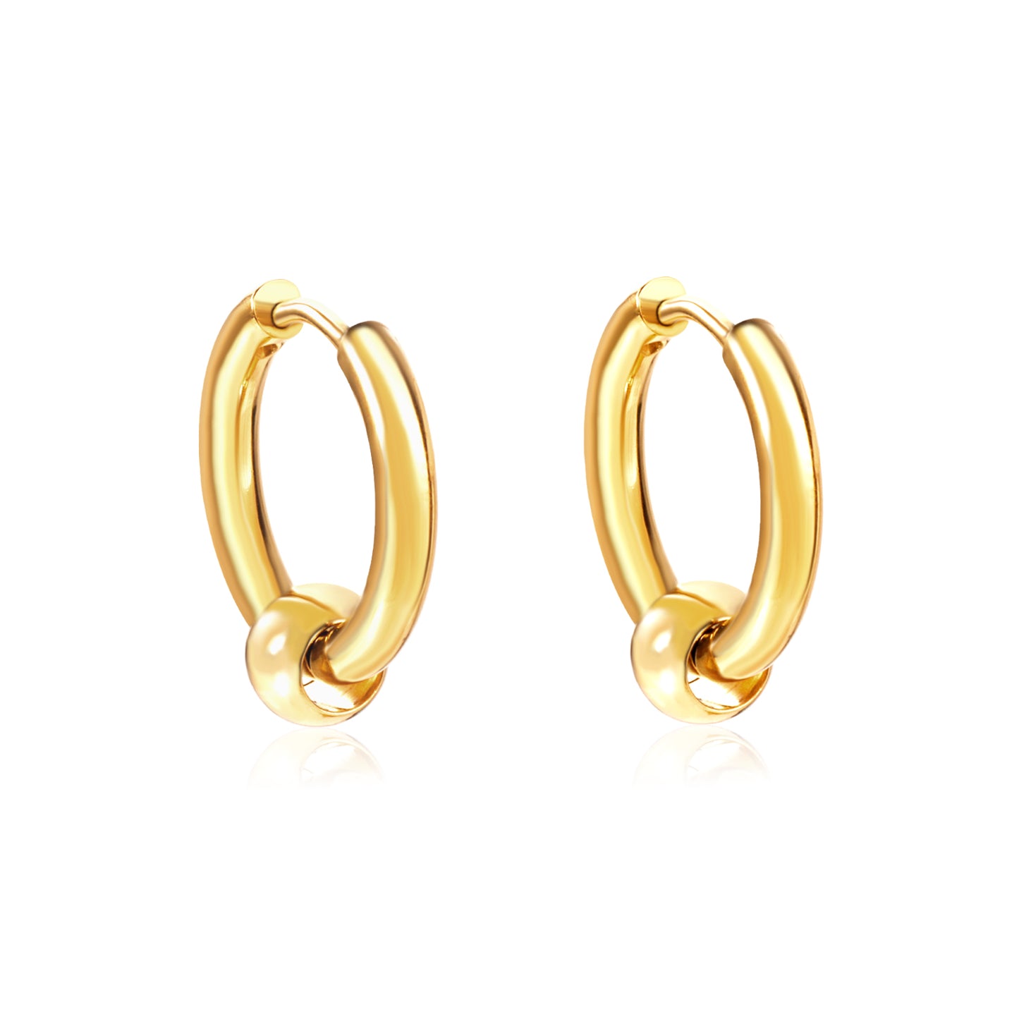 Huggie Earrings With Floating Bead