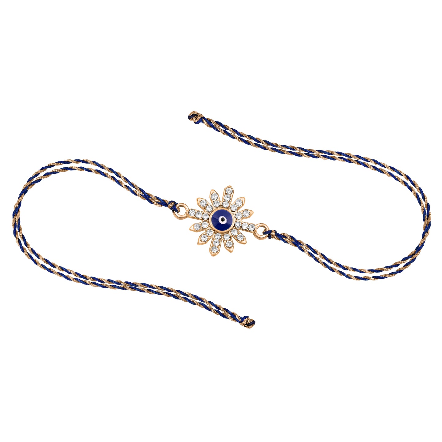 Rose Flower Evil Eye Rakhi Blue Thread Pack of 2