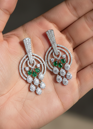 Crimson White and Green Drop Earrings By 2wist Designs