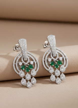 Crimson White and Green Drop Earrings By 2wist Designs