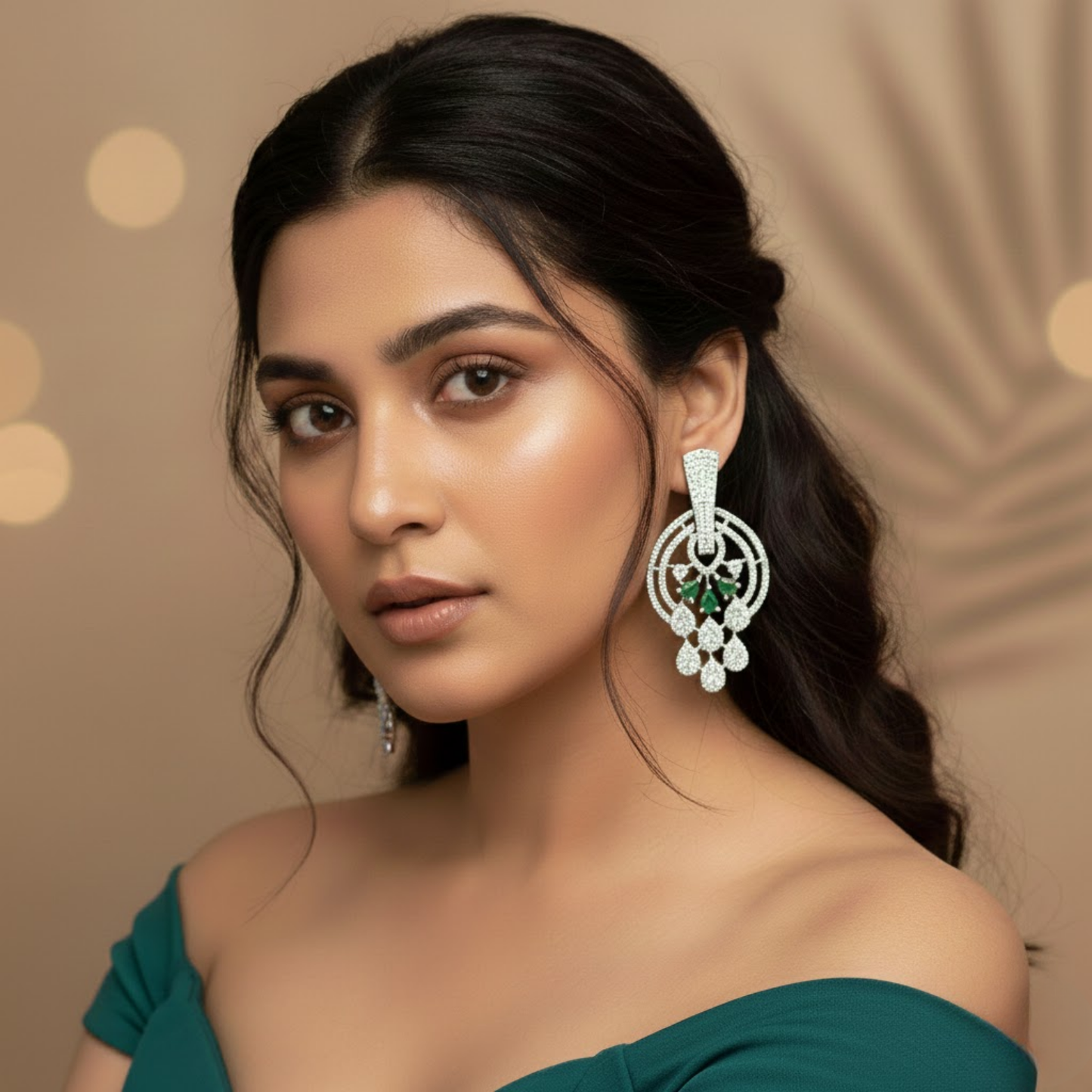 Crimson White & Green Drop Earrings