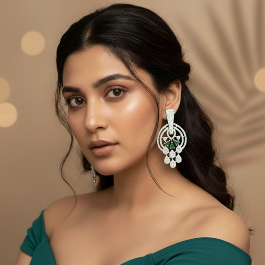 Crimson White & Green Drop Earrings