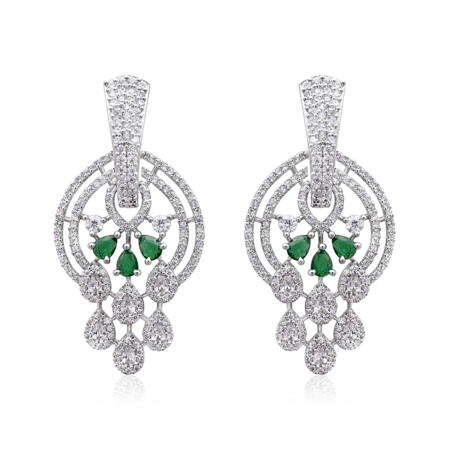 Crimson White & Green Drop Earrings