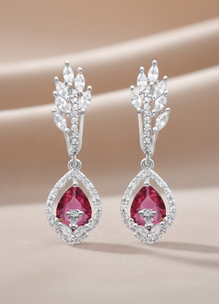 Red And White Beaded Drop Earrings By 2wist Designs