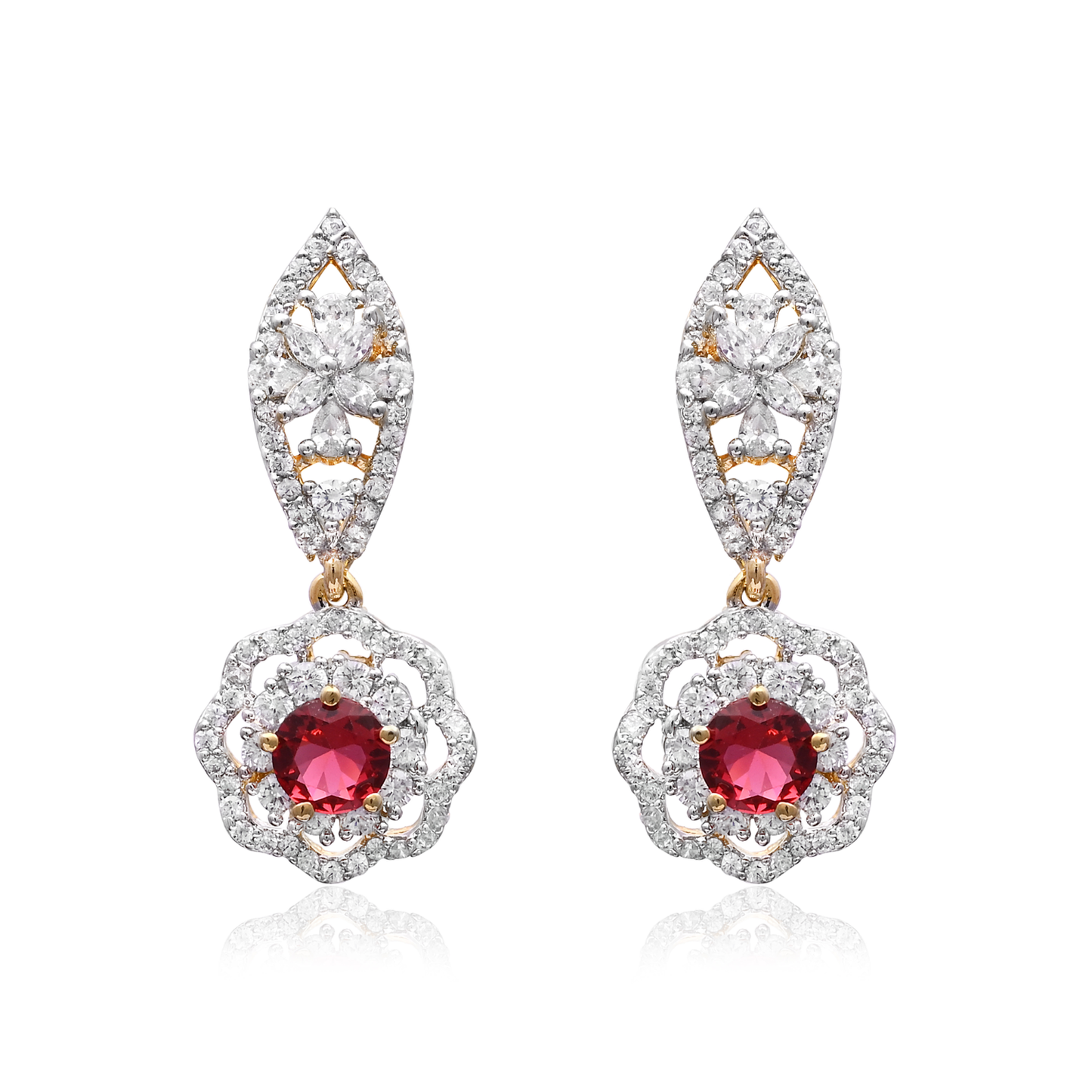 Elegant Lightweight Crimson Red Silver Drop