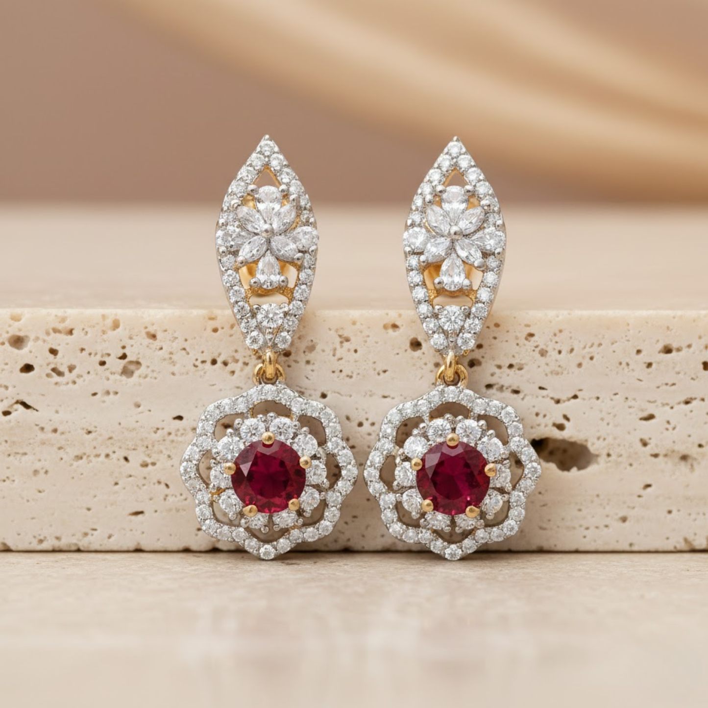 Elegant Lightweight Crimson Red Silver Drop