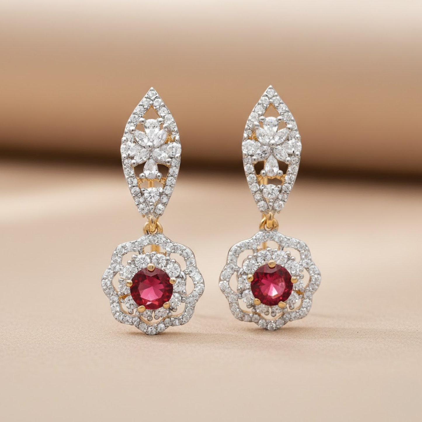 Elegant Lightweight Crimson Red Silver Drop