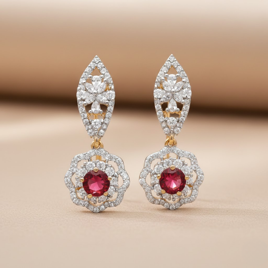 Elegant Lightweight Crimson Red Silver Drop