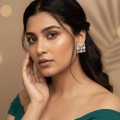 Crimson White Round Stud Earrings By 2wist Designs