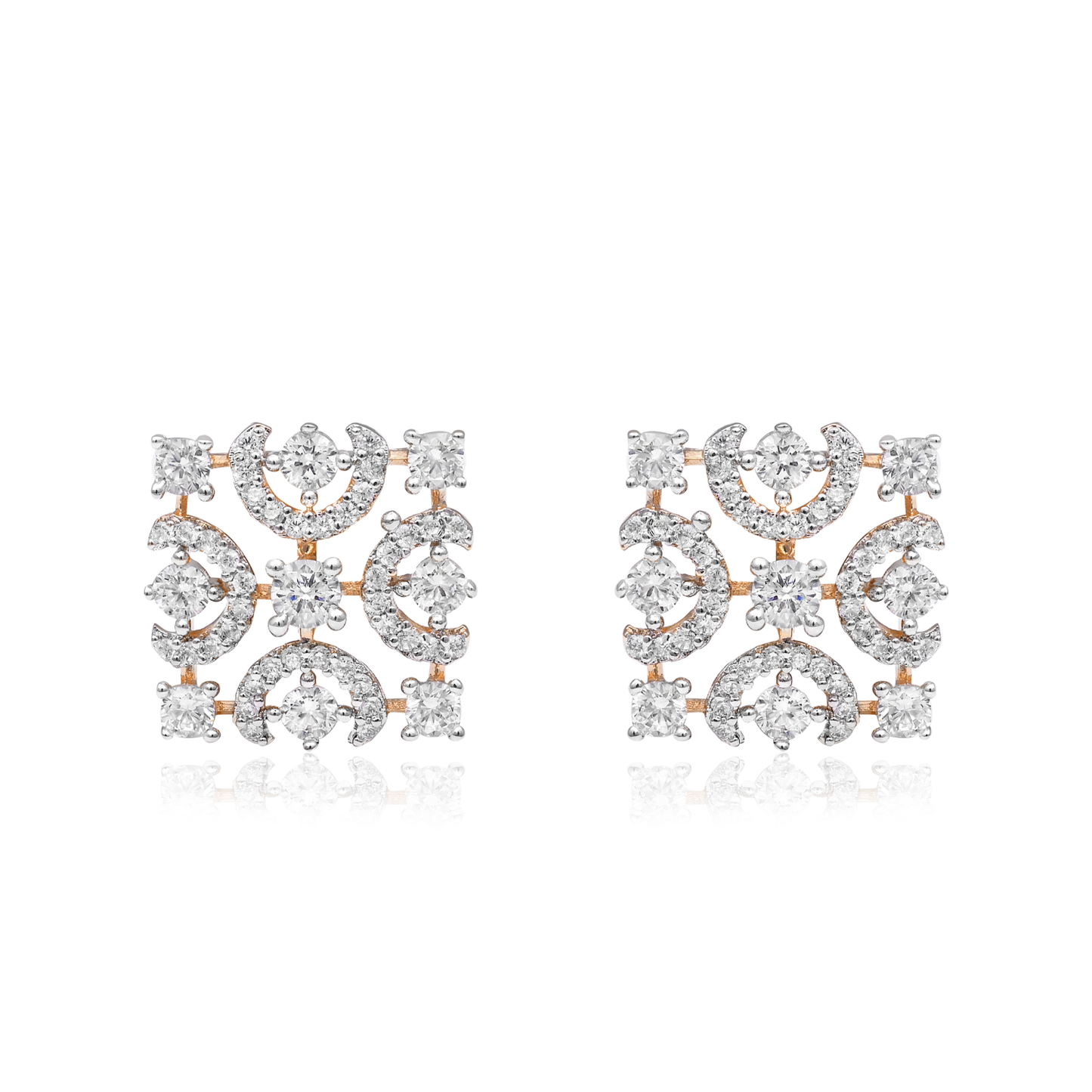 Crimson White Round Stud Earrings