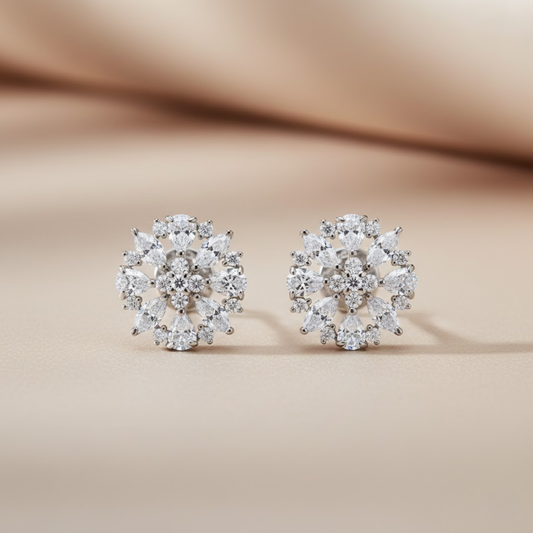 Crimson Pearl Accent Stud Earrings