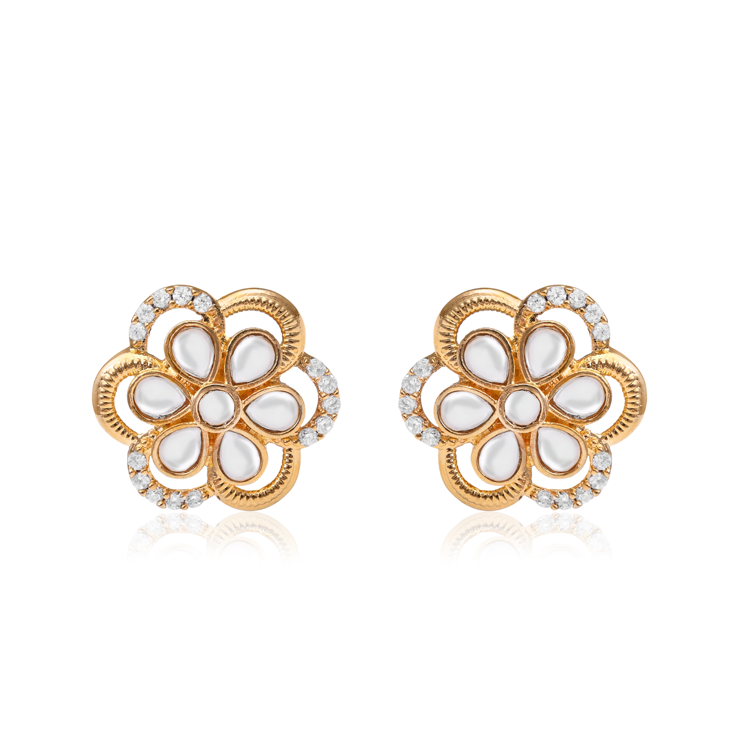 White Pearl Bead Stud Earrings