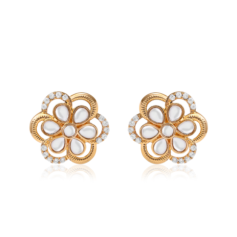 White Pearl Bead Stud Earrings By 2wist Designs