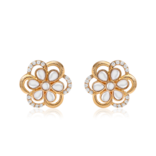 White Pearl Bead Stud Earrings