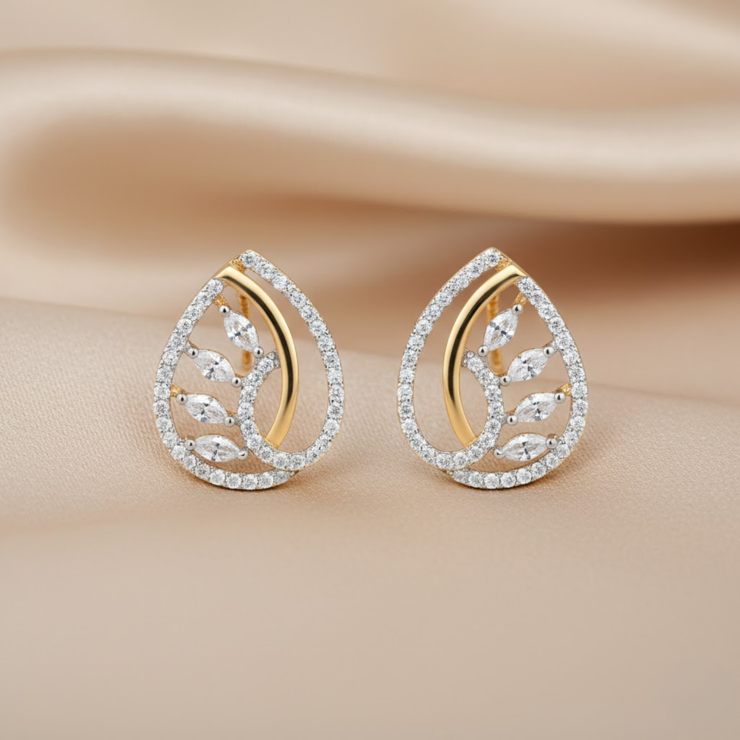 Crimson White Bead Stud Earrings