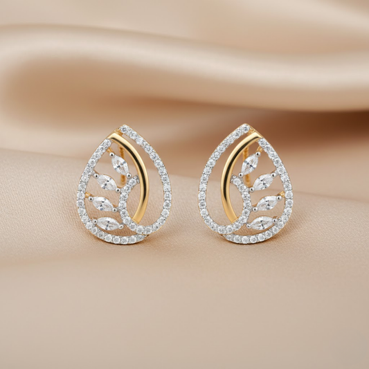 Crimson White Bead Stud Earrings