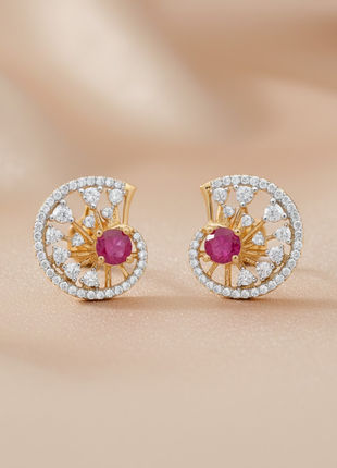 Red And White Bead Stud Earrings By 2wist Designs