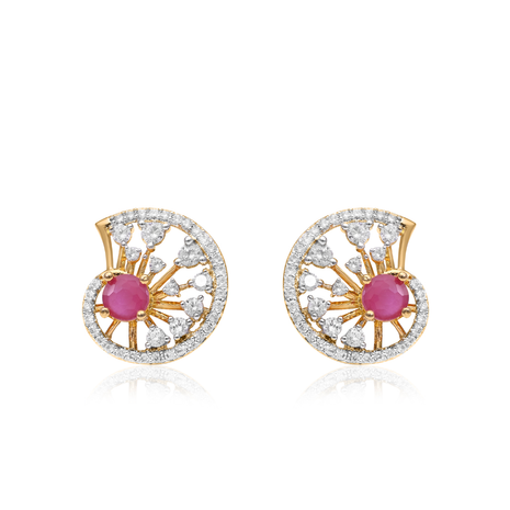 Red And White Bead Stud Earrings By 2wist Designs