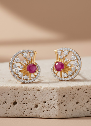 Red And White Bead Stud Earrings By 2wist Designs