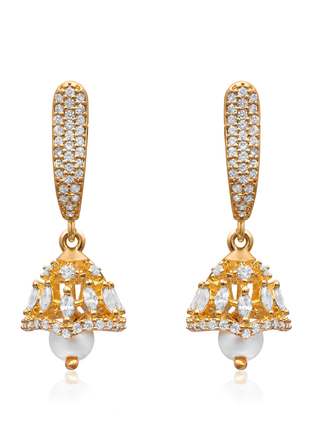 Crimson Red Pearl White Beads Drop Earrings Elegant