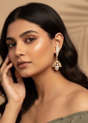 Crimson Red Pearl White Beads Drop Earrings Elegant