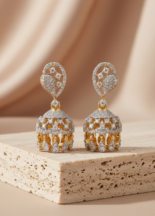 Crimson Pearl Statement Jhumka Earrings By 2wist Designs