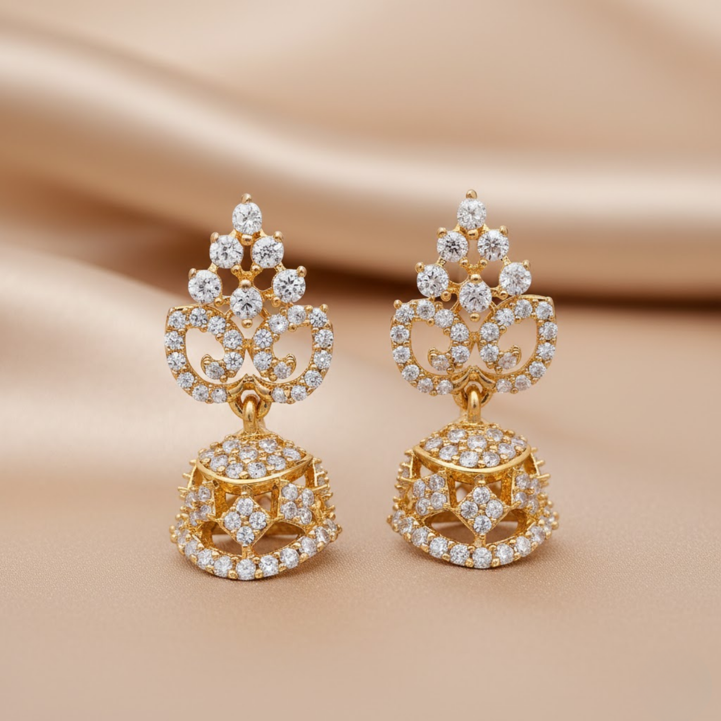 Crimson White Bead Jhumka