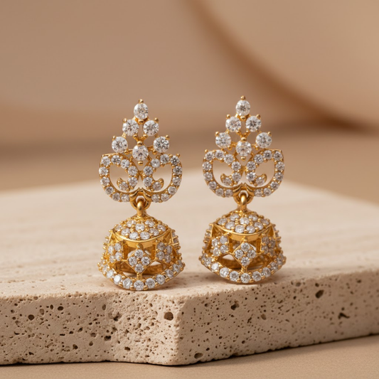 Crimson White Bead Jhumka
