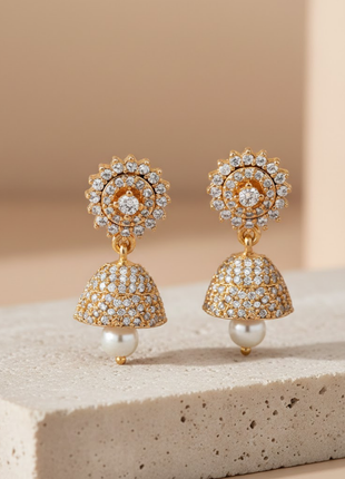 Pearl Bead Elegant Jhumka Earrings By 2wist Designs