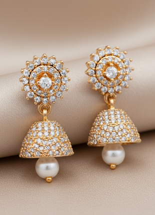 Pearl Bead Elegant Jhumka Earrings By 2wist Designs