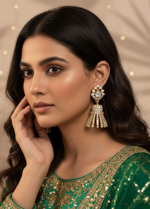 White Pearl Classic Jhumka Earrings By 2wist Designs