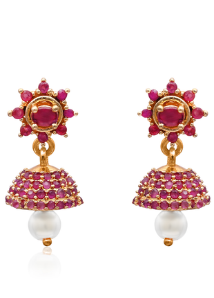 Crimson Red And Pearl Dangle Jhumka By 2wist Designs