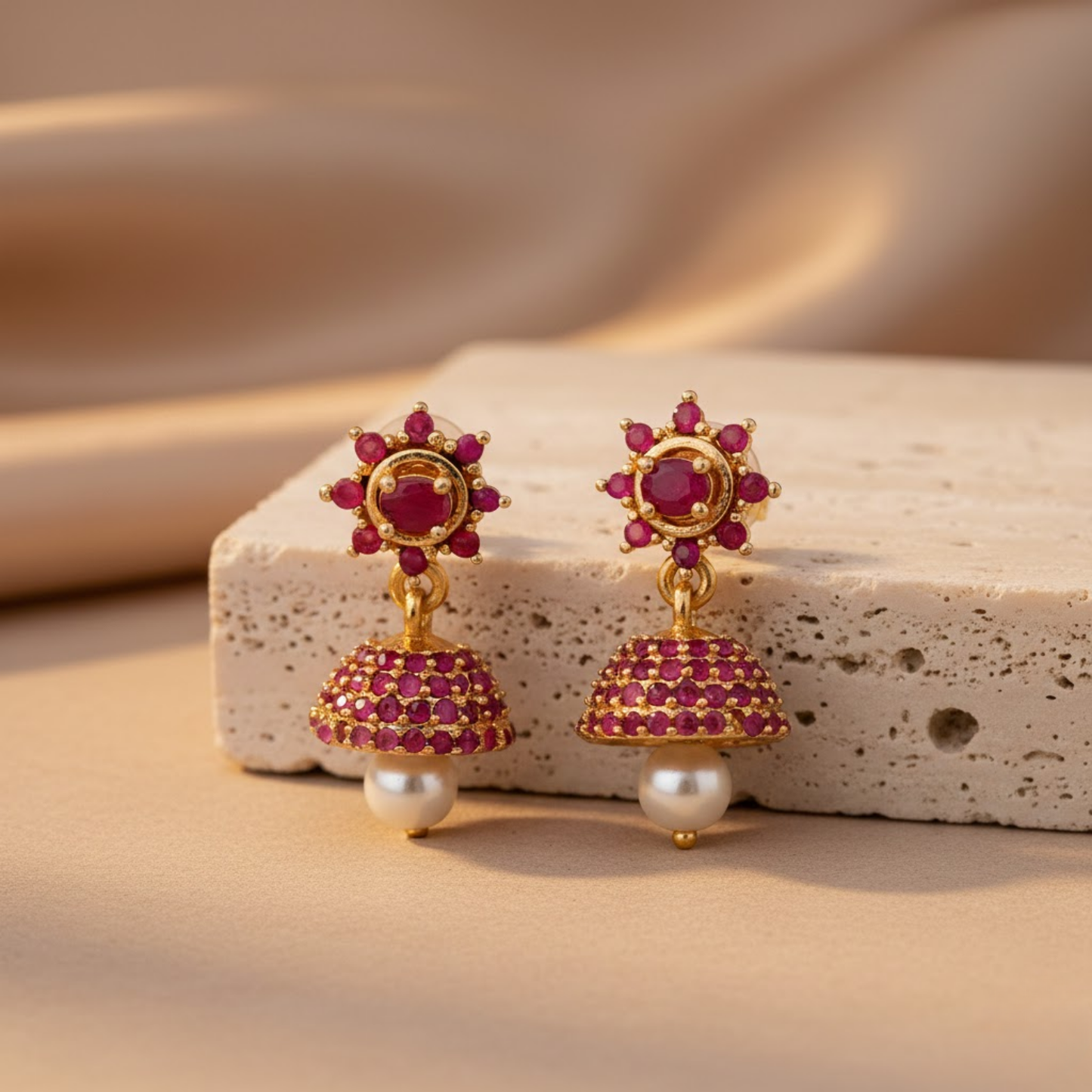 Crimson Red And Pearl Dangle