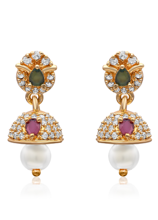 Crimson Red Pearl Sophisticated Dangle Jhumka By 2wist Designs