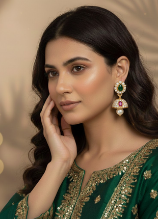 Crimson Red Pearl Sophisticated Dangle Jhumka By 2wist Designs