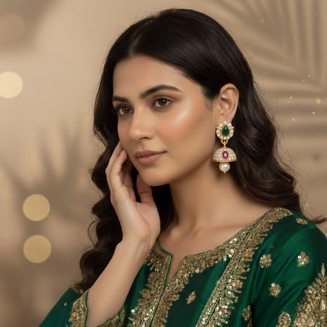 Crimson Red Pearl Sophisticated Dangle Jhumka By 2wist Designs