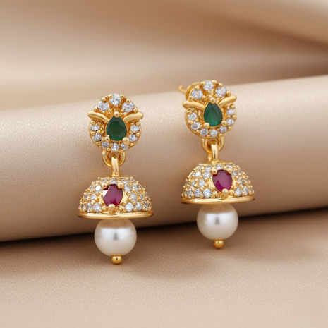 Crimson Red Pearl Sophisticated Dangle Jhumka By 2wist Designs