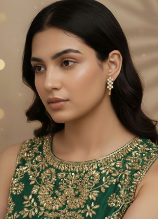 Crimson White Stone Statement Earrings By 2wist Designs