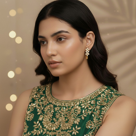 Crimson White Stone Statement Earrings By 2wist Designs