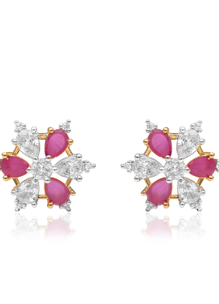 Gold Silver Dual Tone Color Stud Earrings By 2wist Designs