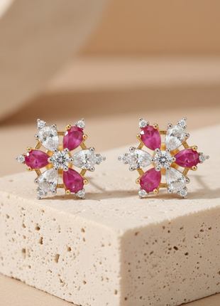 Gold Silver Dual Tone Color Stud Earrings By 2wist Designs