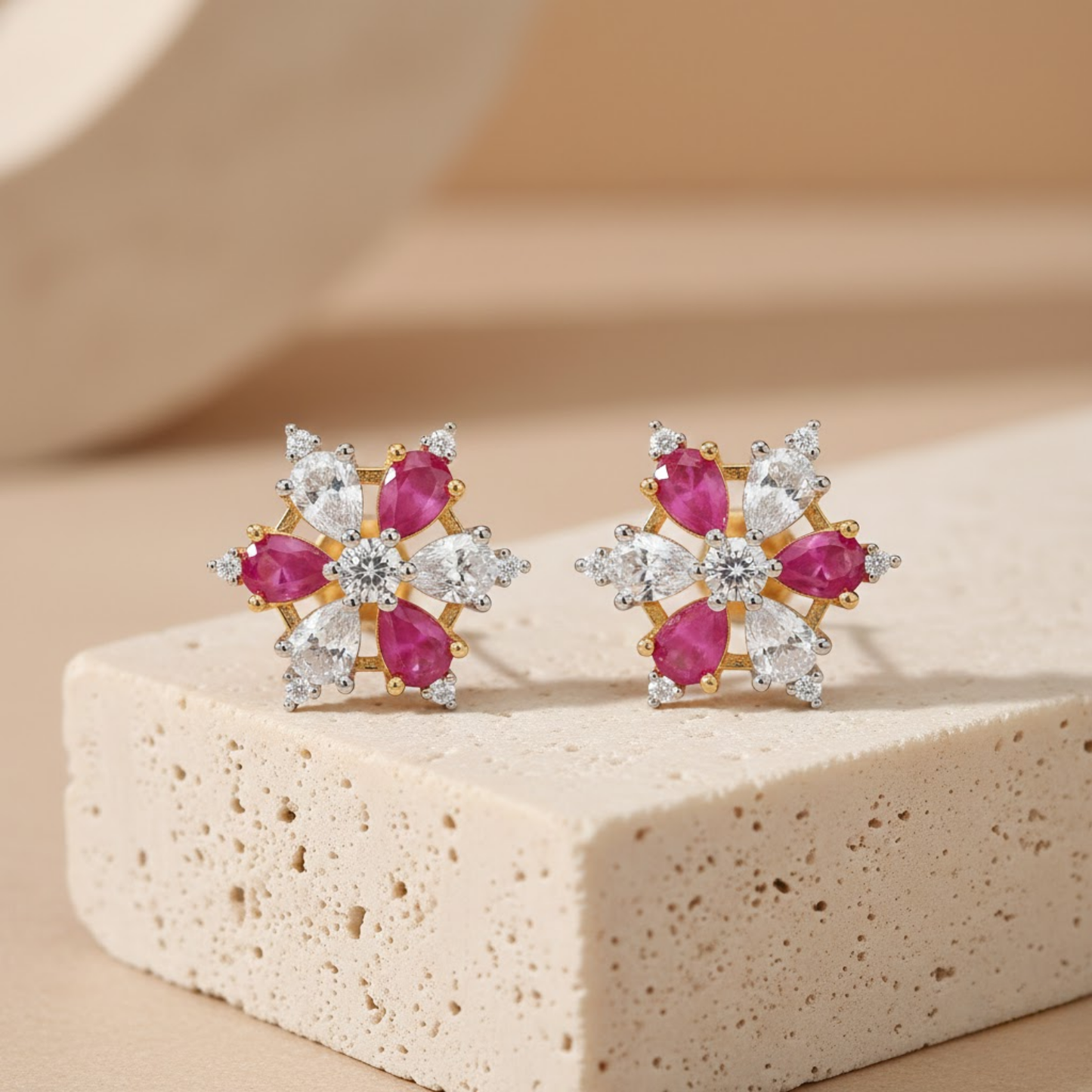 Gold Silver Dual Tone Color Stud
