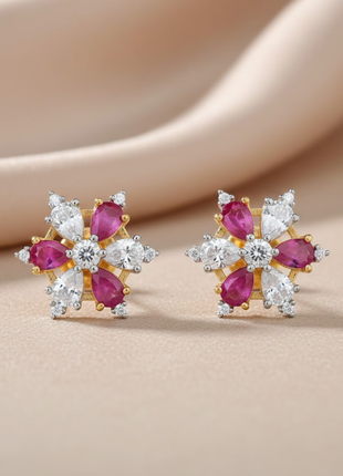 Gold Silver Dual Tone Color Stud Earrings By 2wist Designs