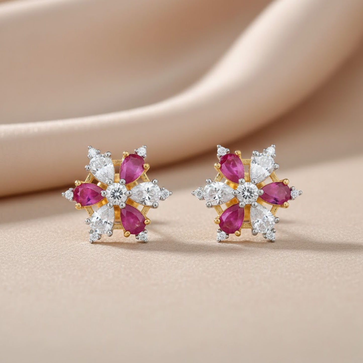Gold Silver Dual Tone Color Stud