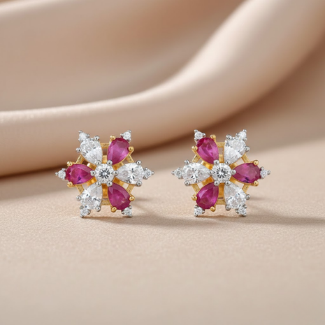 Gold Silver Dual Tone Color Stud Earrings By 2wist Designs