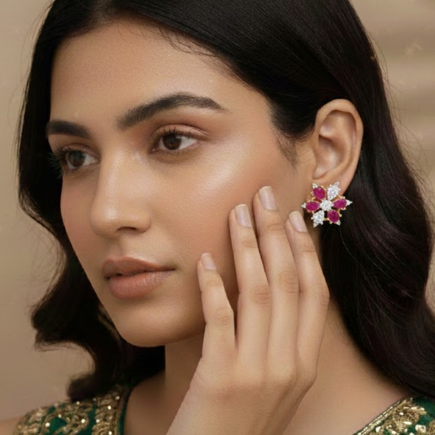 Gold Silver Dual Tone Color Stud